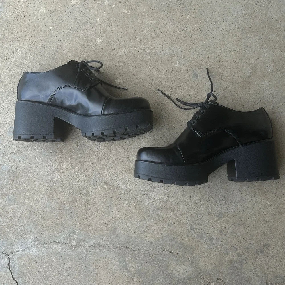Vagabond Shoemakers Shoe Sz. 40/10  Black Leather Oxfords Lug Platform Academia